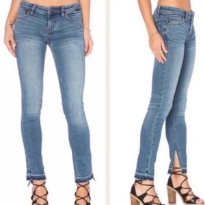 Free People Kentucky Blue Split Raw Hem ankle jeans.